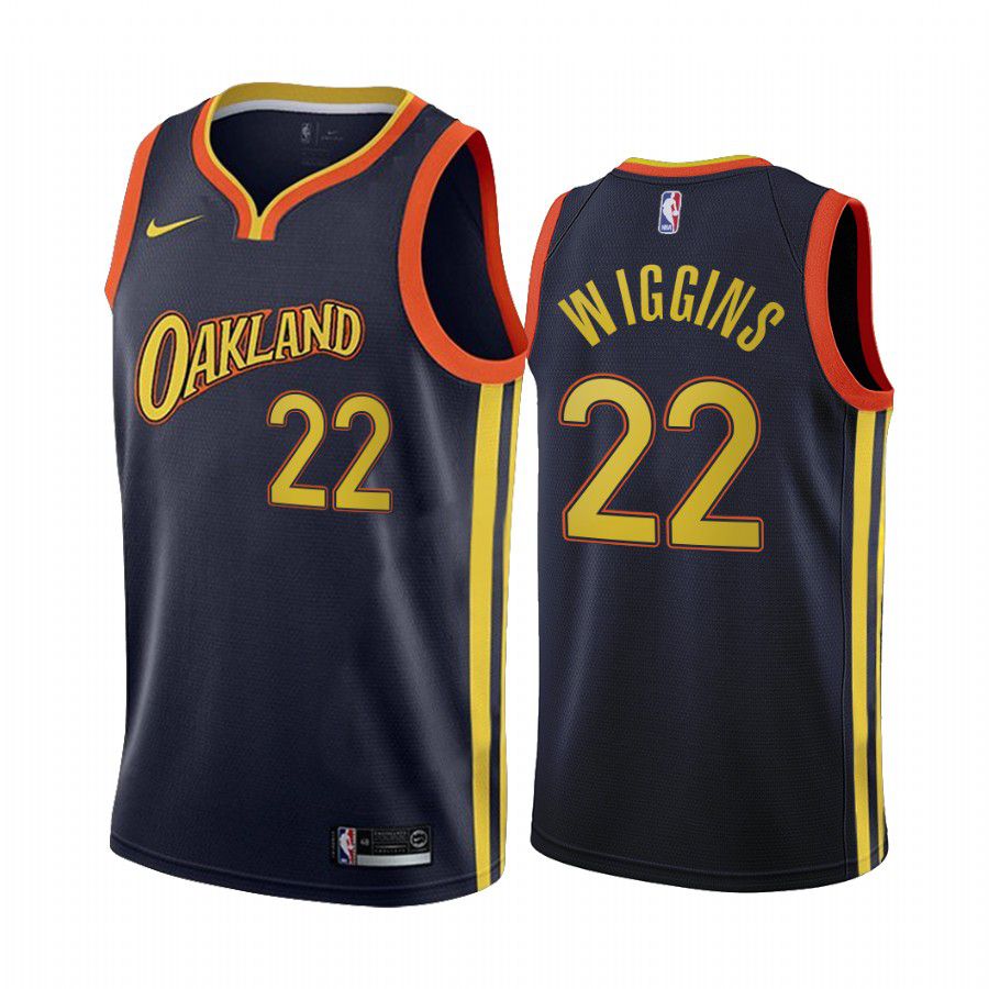 Men Golden State Warriors #22 andrew wiggins navy city edition oakland 2020 nba jersey->customized nba jersey->Custom Jersey